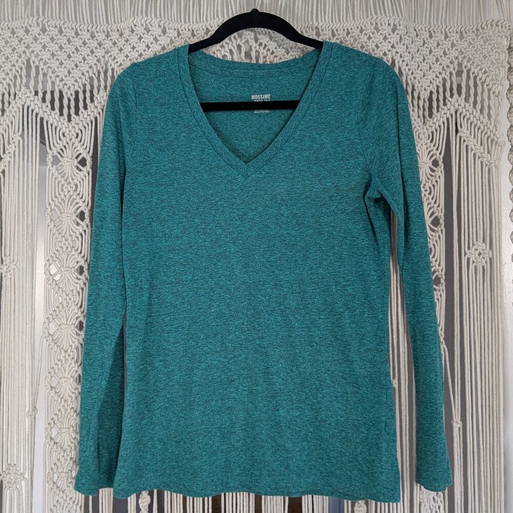 Turquoise Mossimo Long Sleeve V-Neck Shirt Size Med